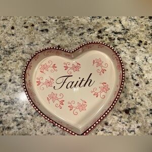 Temp-Tations Floral Lace Heart Dish with Red Trim